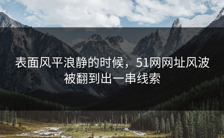 表面风平浪静的时候，51网网址风波被翻到出一串线索